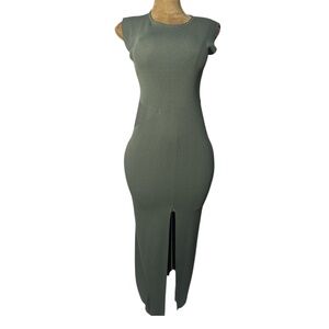 Modern Citizen Front Slit Midi Dress, NWOT, Rosemary Green, Sz M Fitted